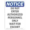 Signmission OSHA Notice Sign, 10" H, 7" W, Rigid Plastic, Do Not Enter Authorized Personnel Sign, Portrait OS-NS-P-710-V-11164 - alternate 1